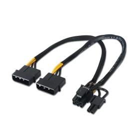Cabo Alimentação Placa Gráfica Aisens 2x Molex Macho - Molex 6+2 PIN Macho/ 0.2m