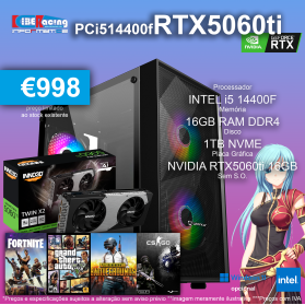 PC Gaming CibeRacing i5 14400f 16GB 1TB RTX5060TI 16GB
